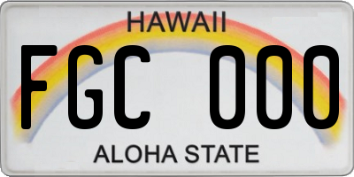 HI license plate FGC000