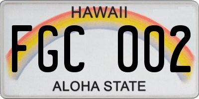 HI license plate FGC002