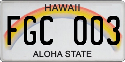 HI license plate FGC003