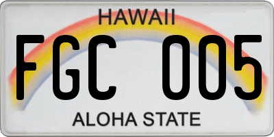 HI license plate FGC005