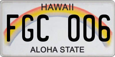 HI license plate FGC006
