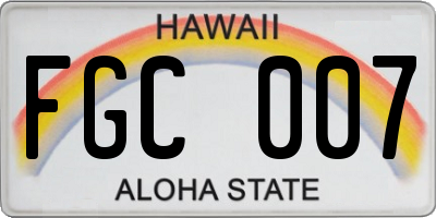 HI license plate FGC007