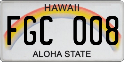 HI license plate FGC008