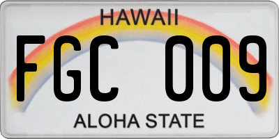 HI license plate FGC009