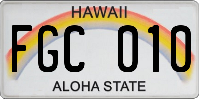 HI license plate FGC010