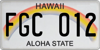 HI license plate FGC012