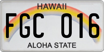 HI license plate FGC016