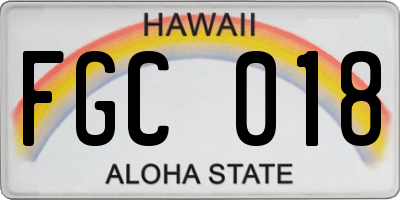 HI license plate FGC018