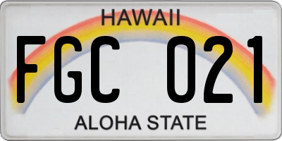 HI license plate FGC021