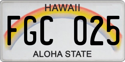 HI license plate FGC025