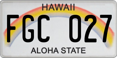 HI license plate FGC027