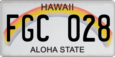HI license plate FGC028