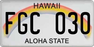 HI license plate FGC030
