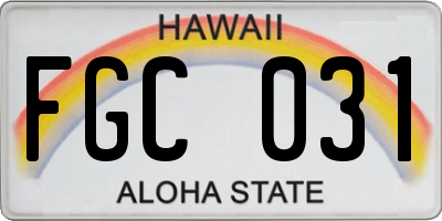 HI license plate FGC031