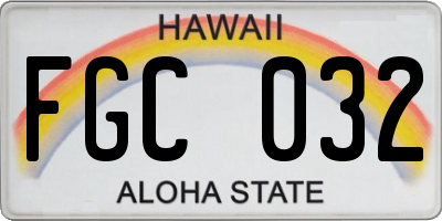 HI license plate FGC032