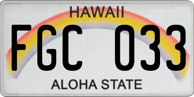 HI license plate FGC033