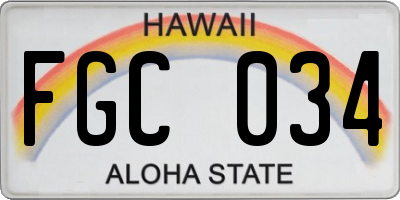 HI license plate FGC034