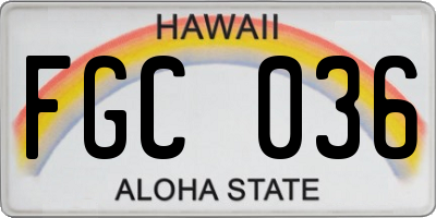 HI license plate FGC036