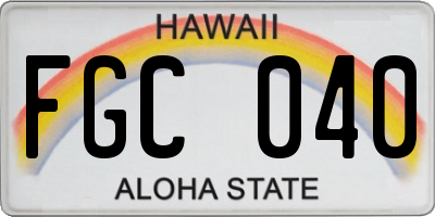 HI license plate FGC040