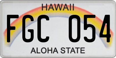 HI license plate FGC054