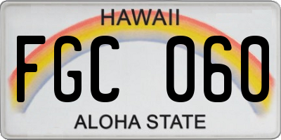 HI license plate FGC060