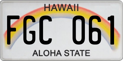 HI license plate FGC061