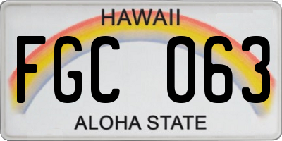 HI license plate FGC063