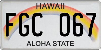 HI license plate FGC067