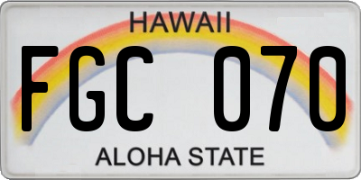 HI license plate FGC070