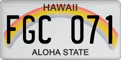 HI license plate FGC071