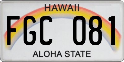 HI license plate FGC081