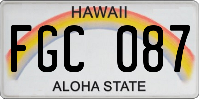 HI license plate FGC087