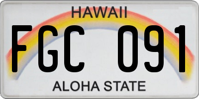HI license plate FGC091
