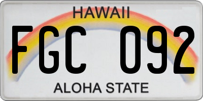 HI license plate FGC092