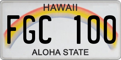 HI license plate FGC100