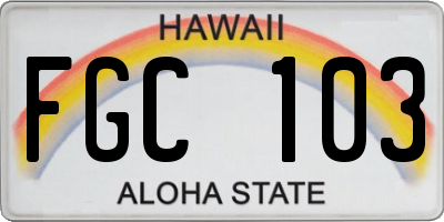HI license plate FGC103