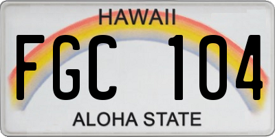HI license plate FGC104