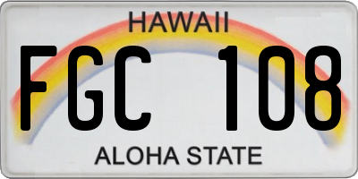 HI license plate FGC108