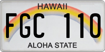 HI license plate FGC110