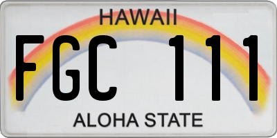 HI license plate FGC111