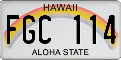 HI license plate FGC114