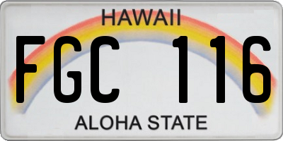 HI license plate FGC116