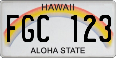 HI license plate FGC123