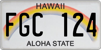 HI license plate FGC124
