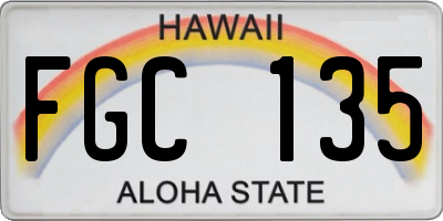 HI license plate FGC135