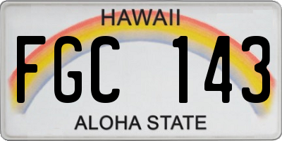 HI license plate FGC143