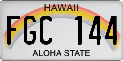 HI license plate FGC144