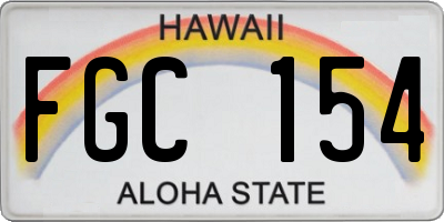 HI license plate FGC154