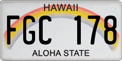 HI license plate FGC178
