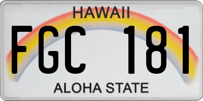 HI license plate FGC181